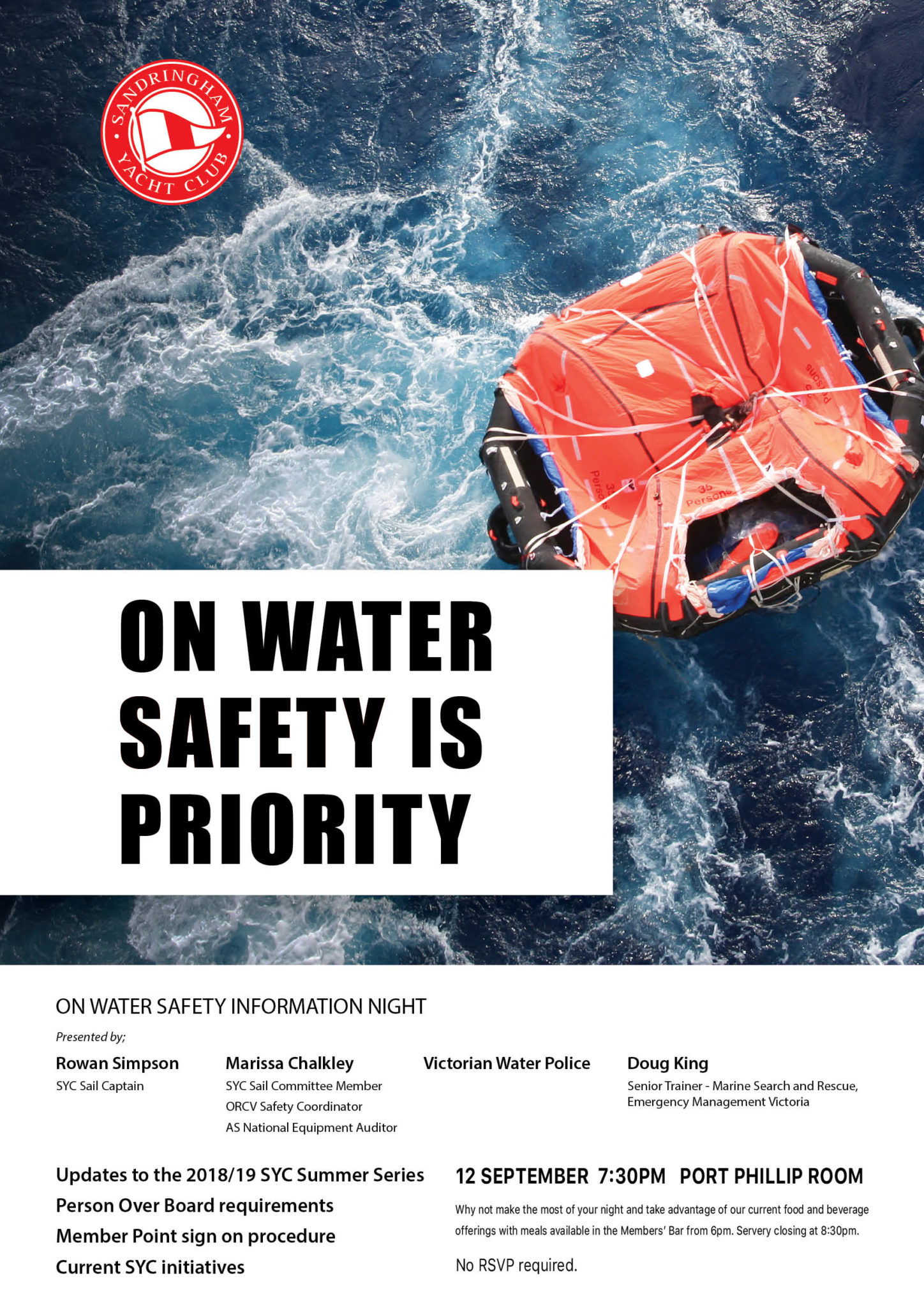 On Water Safety Information Night ~ Wednesday 12 September