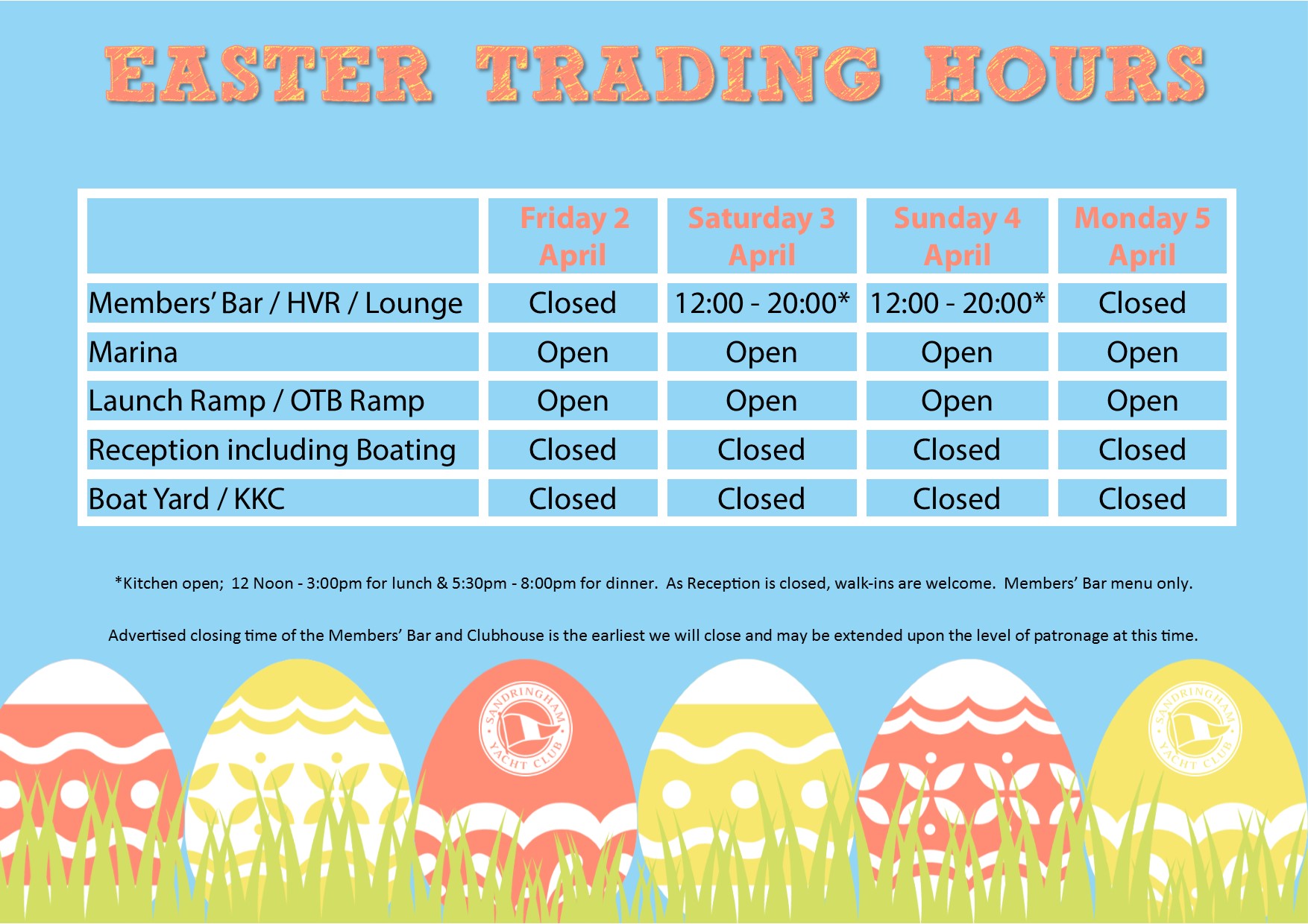 CLUB EASTER TRADING HOURS